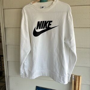 Nike White Sweatshirt with Black Swoosh